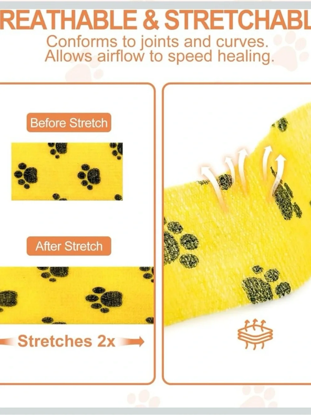 6 Rolls Pet Vet Wrap Cohesive Bandage Self Adhesive 2